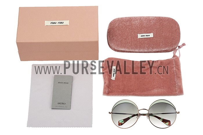 Miu Miu Noir Retro Round Semi-Rimless Light Green Sunglasses 307888