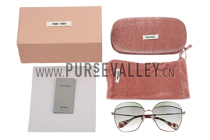 Miu Miu Oversized Square Half Frames Light Green Sunglasses 307896