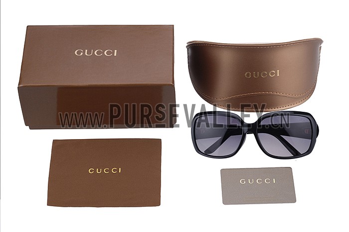 Gucci Oversized Square Leather Black Sunglasses 307815