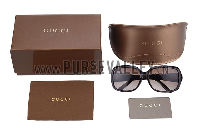 Gucci Oversized Square Leather Brown Sunglasses 307816