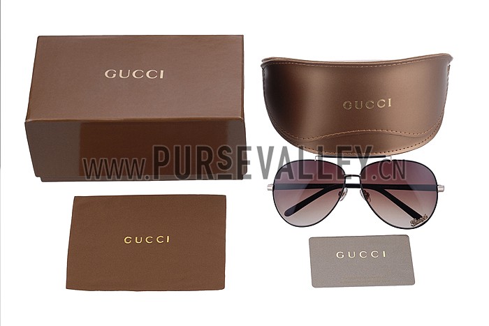 Gucci Aviator With Gucci Logo Black Sunglasses 307824
