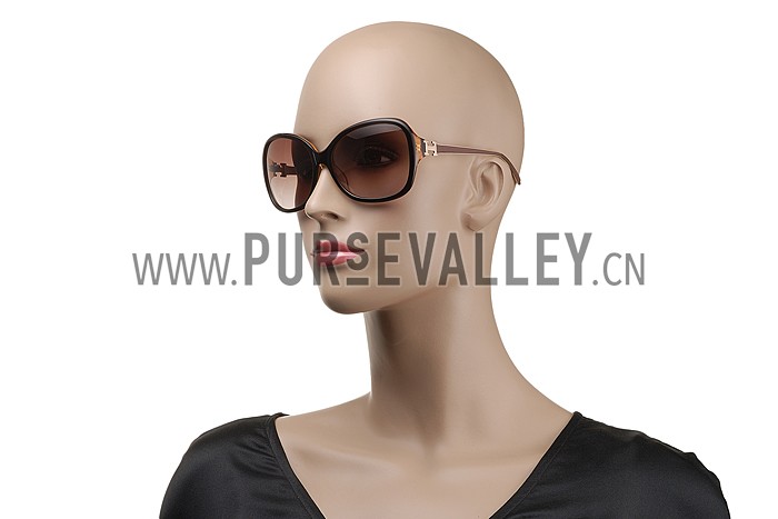 Hermes H Logo Leather Brown Sunglasses 307847
