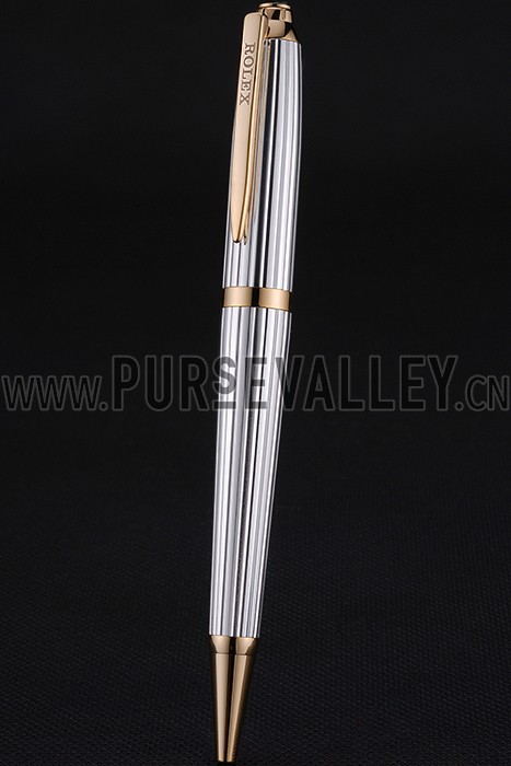 Rolex Rose Gold Rimmed Silver Ballpoint Pen 622803
