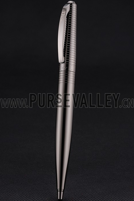 Christian Dior Horizontally Grooved Upper Body Dark Grey Ballpoint Pen 622749