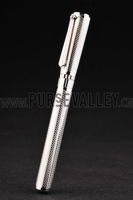 MontBlanc Silver Cutwork Ballpoint Pen With MB Engraved Cap 98056