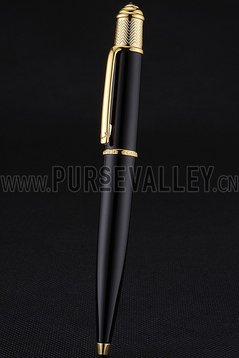 Cartier Gold Rimmed Black Ballpoint Pen 622759