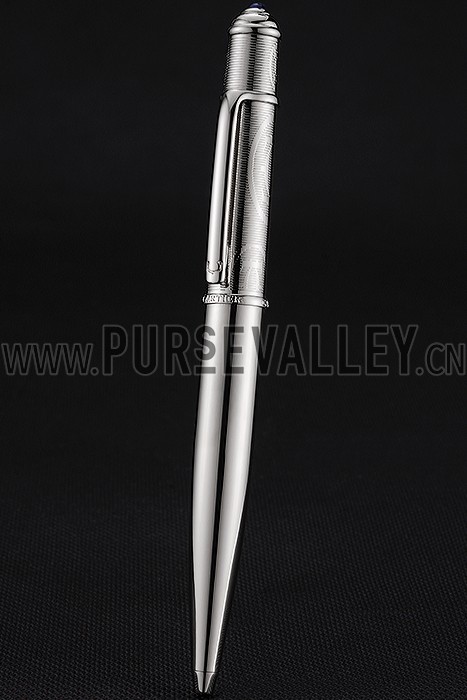Cartier Upper Body Engraved Silver Ballpoint Pen 622774