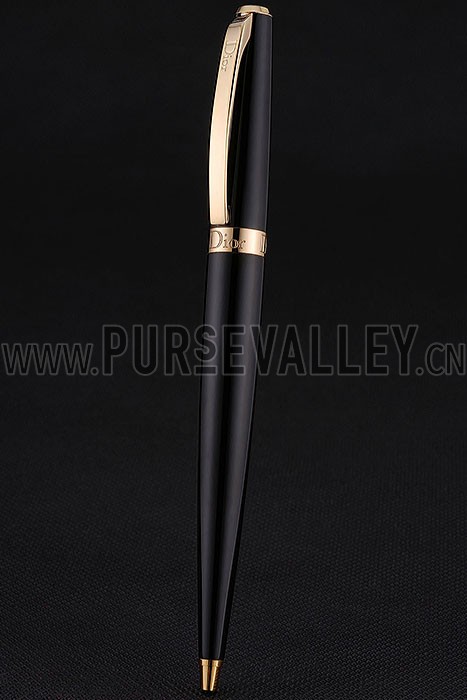 Christian Dior Gold Rimmed Black Ballpoint Pen 622735