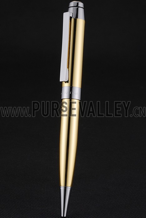 Louis Vuitton Silver Rimmed Gold Ballpoint Pen 622796