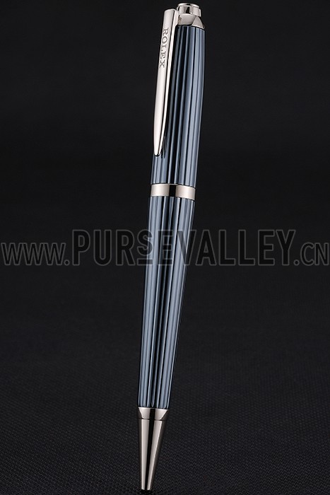Rolex Silver Rimmed Dark Blue Ballpoint Pen 622801