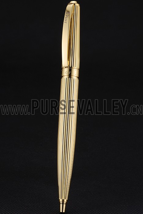 Christian Dior Vertically Grooved Gold Ballpoint Pen 622747