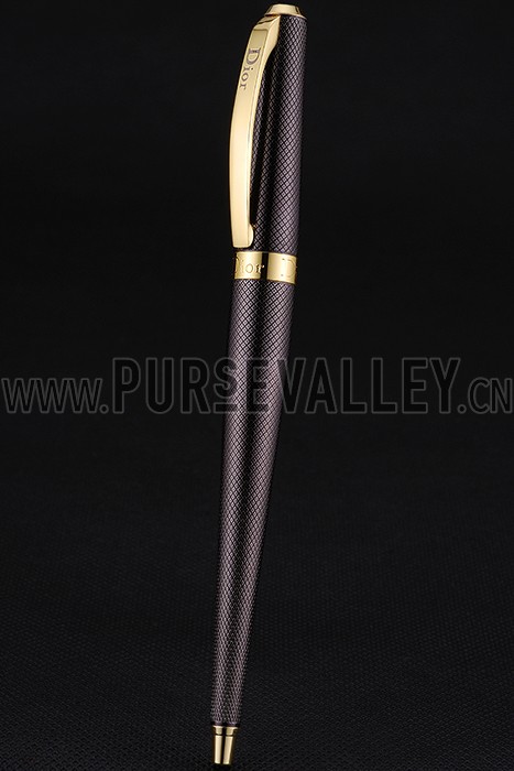Christian Dior Gold Rimmed Fully Embossed Plum Slim Ballpoint Pen 622755
