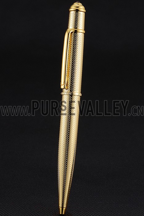 Cartier Fully Wave Patterned Gold Ballpoint Pen 622773