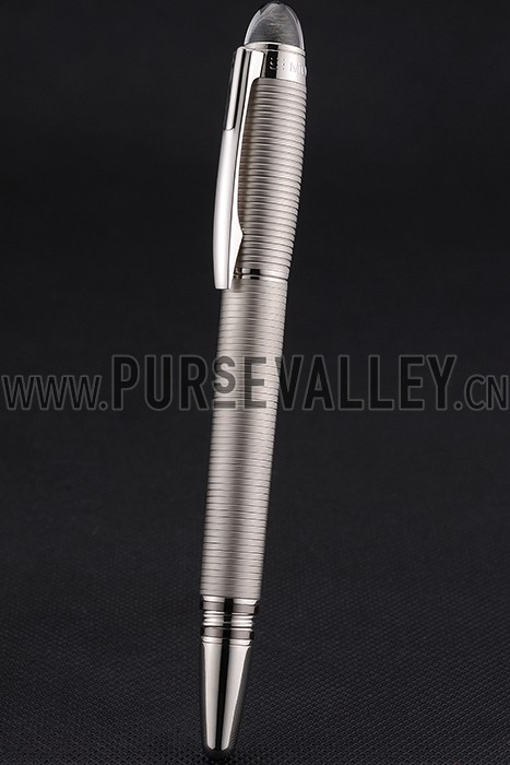 MontBlanc Starwalker Horizontally Grooved Silver Ballpoint Pen With Cap 622809