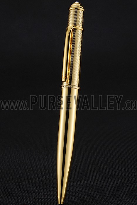 Cartier Upper Body Engraved Gold Ballpoint Pen 622775