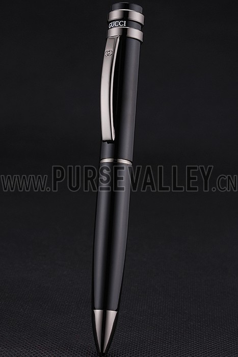 Gucci Dark Grey Rimmed Black Ballpoint Pen 622787