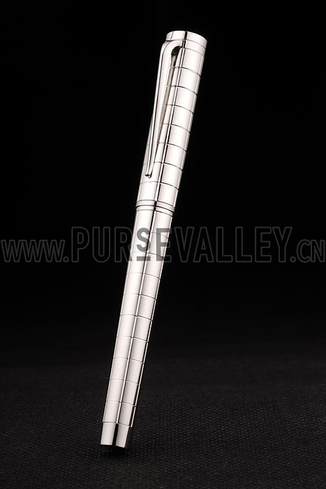 Bvlgari Vertical Grooved Cutwork Ballpoint Pen With Bvlgari Engraved Cap