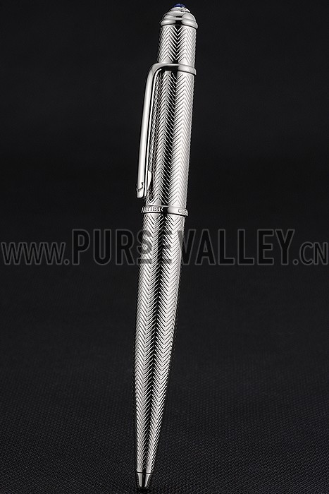 Cartier Fully Wave Patterned Silver Ballpoint Pen 622772