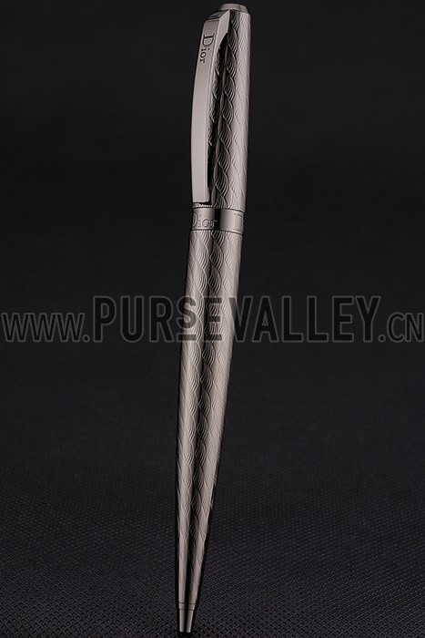 Christian Dior Fully Embossed Wave Pattern Dark Grey Ballpoint Pen 622752