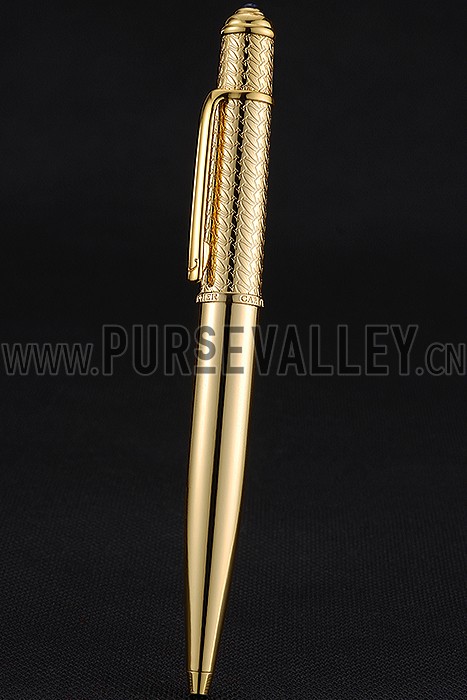 Cartier Gold Embossed Upper Body Gold Ballpoint Pen 622762