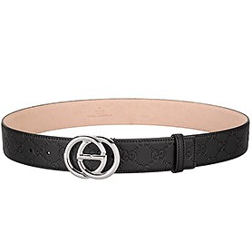 Guccissima Black Leather Belt with Interlocking G Buckle