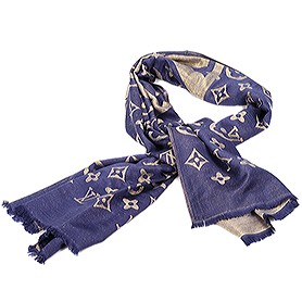 Louis Vuitton Blue Gold Monogram Scarf 621736