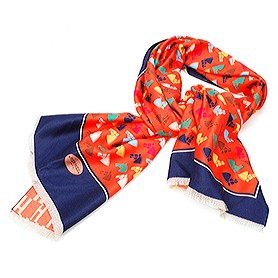 Hermes Horse Head Print Scarf Orange 621787