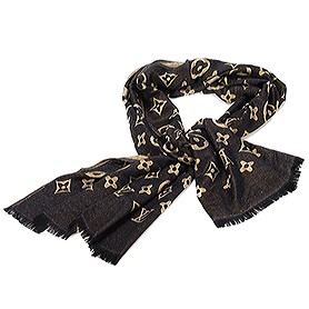 Louis Vuitton Black Gold Monogram Scarf 621735
