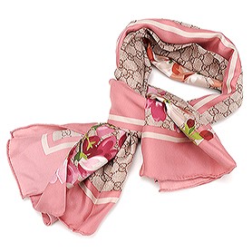 Gucci GG Blooms Print Scarf Pink 621820