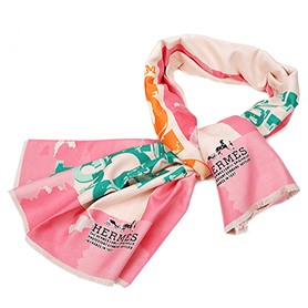 Hermes Fashion Signature Print Scarf Pink 621791