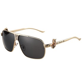 Cartier Screw And Panthere Decor Gold Frames Black Lenses Sunglasses  308135