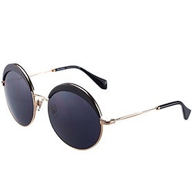 Miu Miu Noir Retro Round Semi-Rimless Black Sunglasses 307887