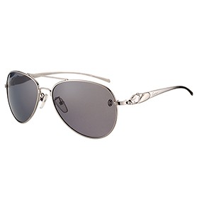 Cartier Panthere Aviator Silver Frame Light Grey Lenses Sunglasses 308187