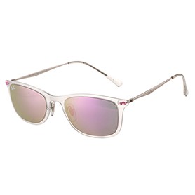 Ray Ban New Wayfarer Light-Ray White Frame Lilac Mirrored Lenses Sunglasses 308179