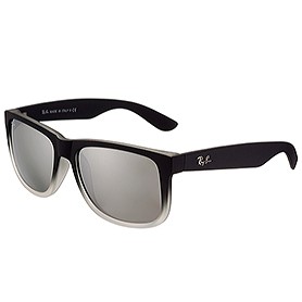 Ray Ban Justin Semi Transparent Black Frame Light Grey Lenses Sunglasses 308233