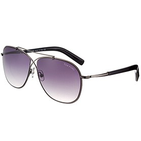 Tom Ford Eva Pilot Grey Frame Light Blue Lenses Sunglasses 308242