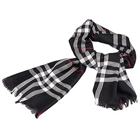 Burberry Check Black And Red Scarf 607957