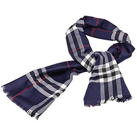 Burberry Check Dark Blue And Red Scarf 607959