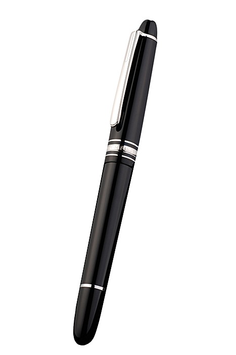 MontBlanc Silver Trimmed Black Enamel Ballpoint Pen With MB Engraving