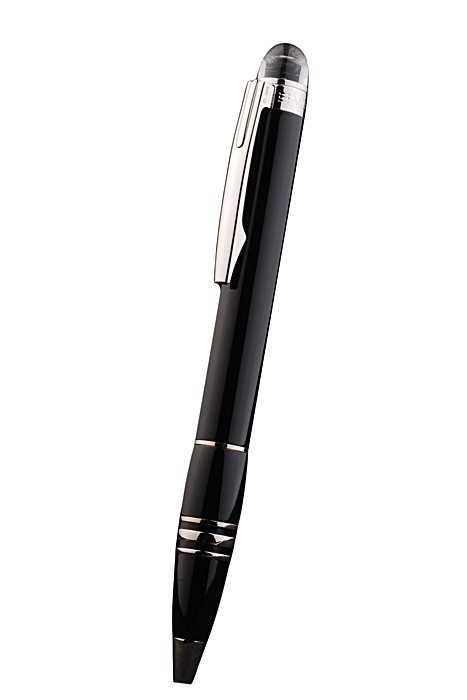 MontBlanc Silver Trimmed Thick Rounded Black Enamel Ballpoint Pen With MB Engraving 98060