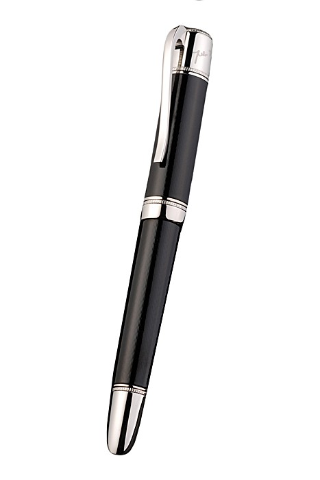 MontBlanc Silver Trimmed Black Enamel Ballpoint Pen With MB Engraved Black And Silver Cap 98053