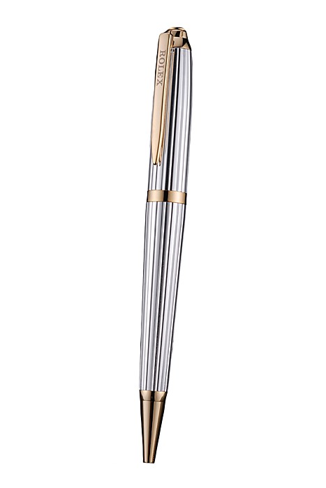 Rolex Rose Gold Rimmed Silver Ballpoint Pen  622803