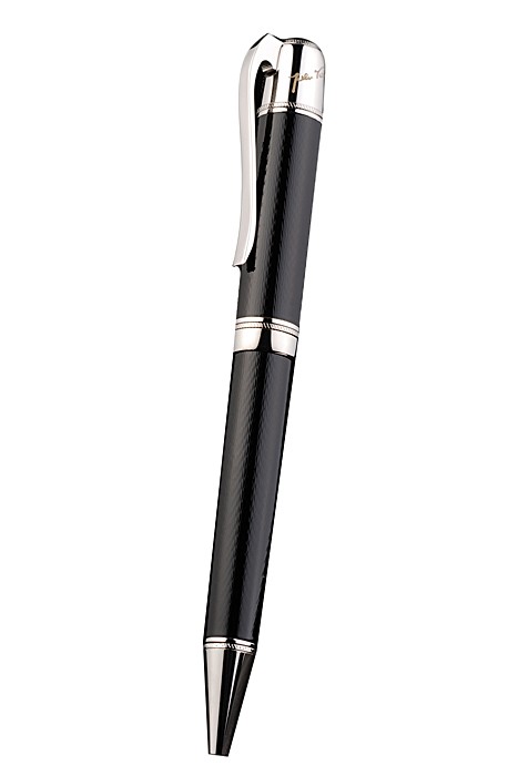 MontBlanc Silver Tipped And Rimmed Black Enamel Ballpoint Pen With MB Engraving