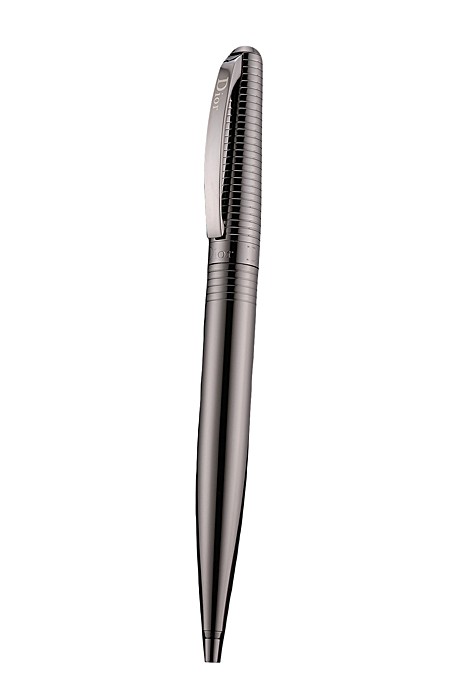 Christian Dior Horizontally Grooved Upper Body Dark Grey Ballpoint Pen  622749