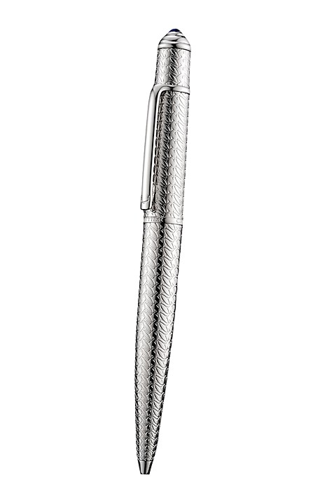 Cartier Fully Grooved Pattern Silver Ballpoint Pen  622776