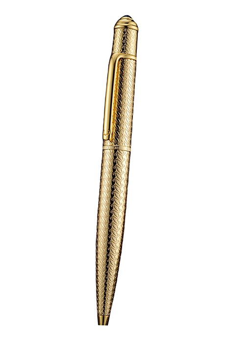 Cartier Fully Grooved Pattern Gold Ballpoint Pen  622777