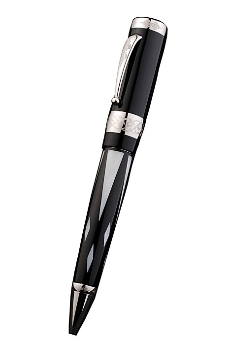 MontBlanc Black And Silver Design Ballpoint Pen With MB Engraving