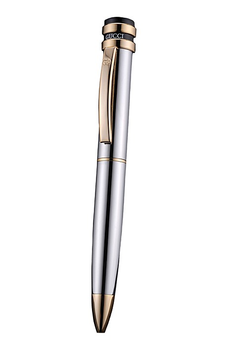 Gucci Gold Rimmed Silver Ballpoint Pen  622785