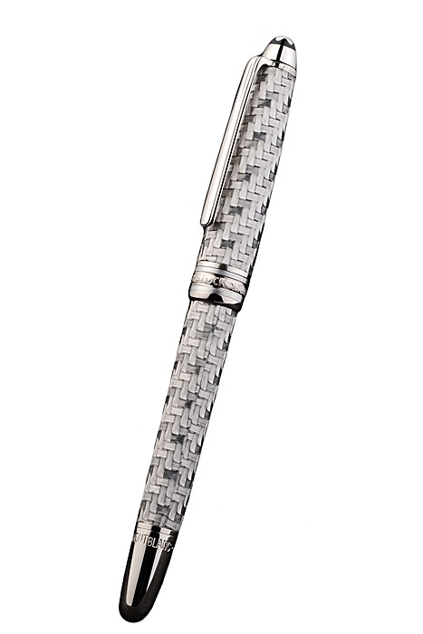 MontBlanc Basket Weave Pattern Silver Ballpoint Pen With Bvlgari Engraved Cap