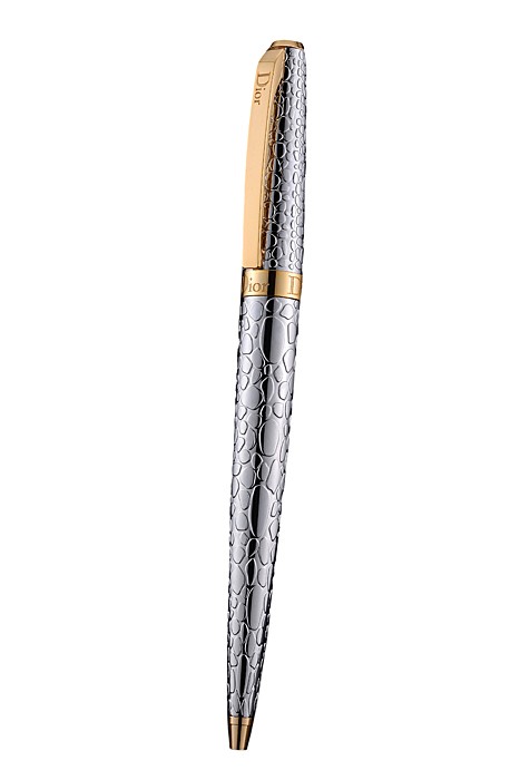 Christian Dior Gold Rimmed Fully Embossed Silver Ballpoint Pen  622730